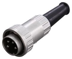 SWITCHCRAFT/CONXALL 09CL4MX DIN Audio / Video Connector, 4 Contacts, Plug, Cable Mount, Solder, Tin Plated Contacts, Metal Body