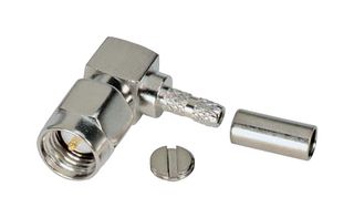 L-COM BAC02A RF / Coaxial Connector, SMA Coaxial, Right Angle Plug, Crimp, 50 ohm, RG174, RG188, RG316, Brass