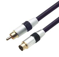 L-COM CCD144MR-2 Cable de Audio / Video, Mini DIN 4 Posiciones Macho, RCA Macho, 2 ft, 609.6 mm, Negro