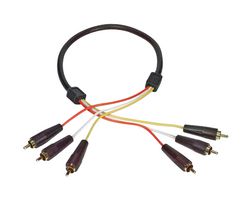 L-COM CCR3MM-2 RF / Coaxial Cable Assembly, 2 ft, 609.6 mm, High Flex, 3x Phono (RCA) Plug, 3x Phono (RCA) Plug