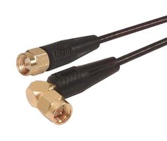 L-COM CC174S-05HR RF / Coaxial Cable Assembly, 6 ", 152.4 mm, RG174/U, SMA Right Angle Plug, SMA Plug, 50 ohm