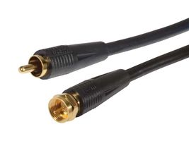 L-COM CC59A-RF-1 RF / Coaxial Cable Assembly, 1 ft, 304.8 mm, RG59A/U, F-Type Plug, Phono (RCA) Plug, 75 ohm