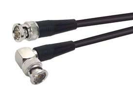 L-COM CC59A-1HR RF / Coaxial Cable Assembly, 1 ft, 304.8 mm, RG59A/U, BNC Right Angle Plug, BNC Plug, 75 ohm