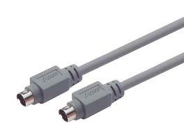 L-COM CSMD6MM-25 Computer Cable, Mini DIN 6 Position Plug, Mini DIN 6 Position Plug, 25 ft, 7.6 m, Gray