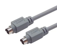 L-COM CSMD8MM-25 Computer Cable, Mini DIN 8 Position Plug, Mini DIN 8 Position Plug, 25 ft, 7.6 m, Gray