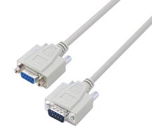 L-COM CSMN9MF-25 Computer Cable, D Sub 9 Position Plug, D Sub 9 Position Receptacle, 25 ft, 7.6 m, Light Gray