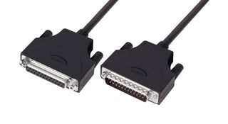 L-COM CSMUZ25MF-2.5 Computer Cable, D Sub 25 Position Plug, D Sub 25 Position Receptacle, 2.5 ft, 762 mm, Black