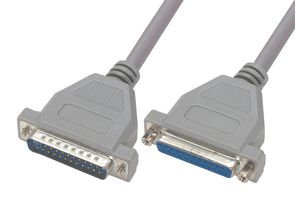 L-COM CSM25MF-2.5 Computer Cable, D Sub 25 Position Plug, D Sub 25 Position Receptacle, 2.5 ft, 760 mm, Gray