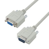 L-COM CSNULL9MF-25A Computer Cable, D Sub 9 Position Plug, D Sub 9 Position Receptacle, 25 ft, 7.6 m, Light Gray
