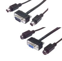 L-COM CTLKVMF-5T Audio / Video Cable Assembly, HD-15 Plug + 2x Mini-DIN Plug, 6 Position
