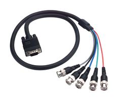 L-COM CTL5CAT-12B Cable de Audio / Video, Plug H/D Subminiatura D, 15 Vías, BNC Plug, x 5, 12 ft, 3.7 m, Negro