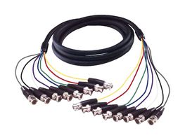 L-COM CTL8B-15B Audio / Video Cable Assembly, 8 x BNC Plug, 8 x BNC Plug, 15 ft, 4.6 m, Black, CTL8B Series
