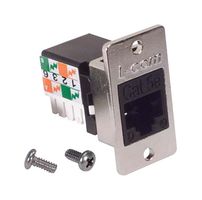 L-COM ECF110C5E-BLK Modular Connector, Black, RJ45 Jack, 1 x 1 (Port), 8P8C, Cat5e, Panel Mount