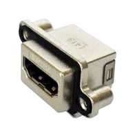 AMPHENOL COMMUNICATIONS SOLUTIONS MHDRA311301 HDMI Connector, 19 Contacts, Receptacle, Panel Mount, Through Hole Right Angle