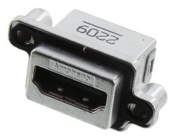 AMPHENOL COMMUNICATIONS SOLUTIONS MHDRA511M0 HDMI Connector, Type A, 19 Contacts, Receptacle, Panel Mount, Through Hole Vertical