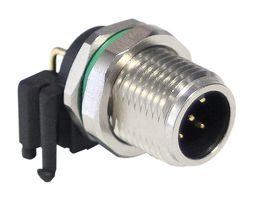 BULGIN LIMITED PXMBNI12RAM05APCM12 Sensor Connector, PXM Series, M12, Male, 5 Positions, PCB Pin, Right Angle Panel Mount