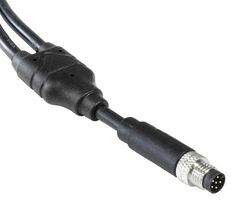 BULGIN LIMITED PXPPVC08FIM06AYT010PVC Sensor Cable, Y-Splitter, M8 Plug, Free End, 6 Positions, 1 m, 3.3 ft, Buccaneer M8 Series