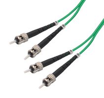 L-COM FODST50-GR-02 FO CABLE, ST-ST DUPLEX, OM2, 6.6