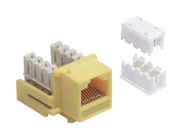 L-COM MJS110C6-YL Modular Connector, Yel, Keystone 110, RJ45 Jack, 1 x 1 (Port), 8P8C, Cat6, Panel Mount