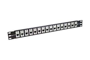 L-COM PR175F504B-SC6 Patch Panel, Modular, 16 Ports, Cat6, 1U