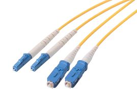 L-COM SFODSC-LC-05 Fiber Optic Cable, Singlemode, 2 Fibers, 9µm / 125µm, 16.4 ft
