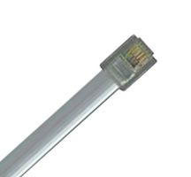 L-COM TDC301 Ethernet Cable, 6P4C, PVC, 26AWG, RJ11 Plug to RJ11 Plug, Silver, 304.8 mm, 12 "