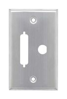 L-COM WPD3 Wall Plate, Stainless Steel, 1 Gang, DB25 Opening, 0.5" Diameter D-Hole, 2.78" x 4.53"