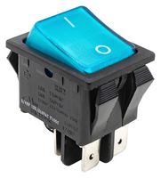 E-SWITCH RB242D1021-147 Rocker Switch, Off-None-On, DPST, Illuminated, Panel, Snap-In, RB2 Series