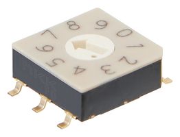 NKK SWITCHES FD02FC10P Rotary Coded Switch, Ultra Thin DIP, 0.4 VA, FD02 Series, Surface Mount, 10 Position, 20 V