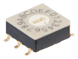 NKK SWITCHES FD02FR16P-S Rotary Coded Switch, Ultra Thin DIP, 0.4 VA, FD02 Series, Surface Mount, 16 Position, 20 V