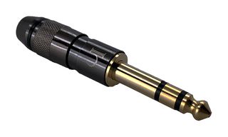 IO AUDIO TECHNOLOGIES IO-T3MBK Phone Audio Connector, 3 Contacts, Plug, 6.35 mm, Cable Mount, Silver Plated Contacts, Brass Body