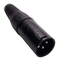 IO AUDIO TECHNOLOGIES IO-XLR3-M-BK Conector XLR, 3 Contactos, Macho, Montaje de cable, Contactos con Recubrimiento de Plata, Zinc