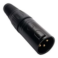 IO AUDIO TECHNOLOGIES IO-XLR3-M-BKAU Conector XLR, 3 Contactos, Macho, Montaje de cable, Contactos con Recubrimiento de Oro, Zinc