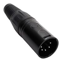 IO AUDIO TECHNOLOGIES IO-XLR5-M-BK Conector XLR, 5 Contactos, Macho, Montaje de cable, Contactos con Recubrimiento de Plata, Zinc