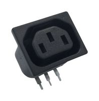 BULGIN LIMITED PX0695/10/PC IEC Power Connector, IEC 2-2/F Outlet, 10 A, 250 VAC, Through Hole Right Angle