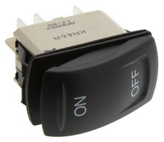 APEM KR463AKXXA12N01XX02 Rocker Switch, On-On, DPDT, Non Illuminated, Panel Mount, Black, KR Series