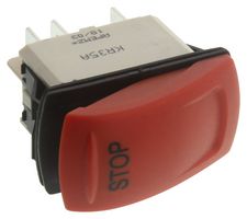 APEM KR353AKXXA16N06XXXX Rocker Switch, (On)-On, SPDT, Non Illuminated, Panel Mount, Red, KR Series