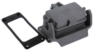 HARTING 09300100303 Heavy Duty Connector, Plastic Cover, Low profile, Base, Bulkhead Mount, Aluminum Body, 1 Lever, 10B
