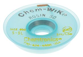 CHEMTRONICS 5-5L Desoldering Braid, Soder-Wick®, Rosin, Copper, 0.05" x 5 ft
