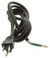 VOLEX 17409 10 B1 Mains Power Cord, 18 AWG, NEMA 5-15P to Free End, 2.44 m, 10 A, 125 VAC, Black