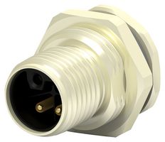TE CONNECTIVITY T4140L12031-000 Sensor Connector, M12, Plug, 3 Contacts, PCB Pin, Straight Panel Mount