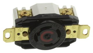 HUBBELL WIRING DEVICES HBL2730 Power Entry Connector, Power Entry, 30 A, Black, Nylon (Polyamide) Body, 480 V