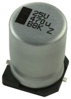 VISHAY MAL215097602E3 SMD Aluminum Electrolytic Capacitor, Radial Can - SMD, 470 µF, 25 V, 2000 hours @ 85°C, Polar