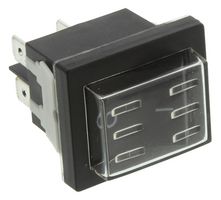 E-SWITCH WB24ED1121-ACC-KF05 Rocker Switch, Off-(On), DPST, Non Illuminated, Panel Mount, Black, WB2 Series