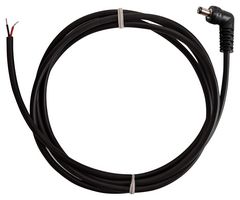 SWITCHCRAFT/CONXALL CARA76007984 Cable de Alimentación de Barril, 2.5mm 90° Potencia CD Macho a Extremo Libre, 6.6 ft, 2 m, Negro