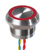 IDEC PW1L-RYAFB002E0S Vandal Resistant Switch, SPST-NO, Natural, PW1L Series, Momentary, Red, Wire Leaded