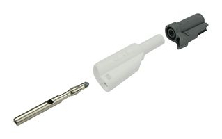 CAL TEST ELECTRONICS CT2631-9 Banana Test Connector, Plug, Cable Mount, 36 A, 1 kV, Nickel Plated Contacts, White