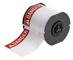 BRADY B33-161-483-ANSIDA Label, Thermal Transfer Printable, 101.6 mm, 101.6 mm, Polyester, Red on White