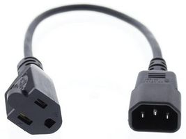 MCM 83-0075 Computer Cable, NEMA 5-15R, IEC 60320 C14, 1 ft, 0.3 m, Black