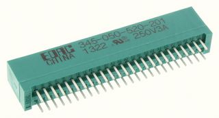EDAC 345-050-520-201 Card Edge Connector, Dual Side, 1.57 mm, 50 Contacts, Through Hole Mount, Straight
